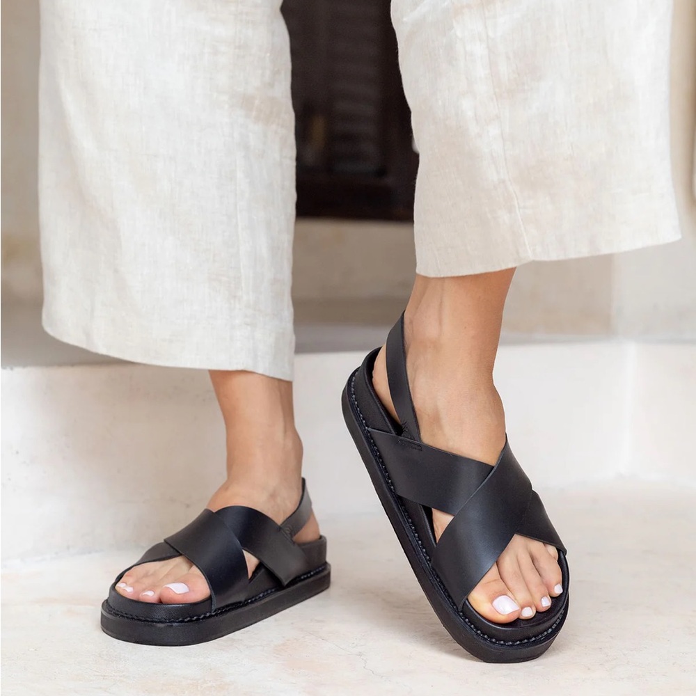 Liberte Leather “Capri” Sandal in Black